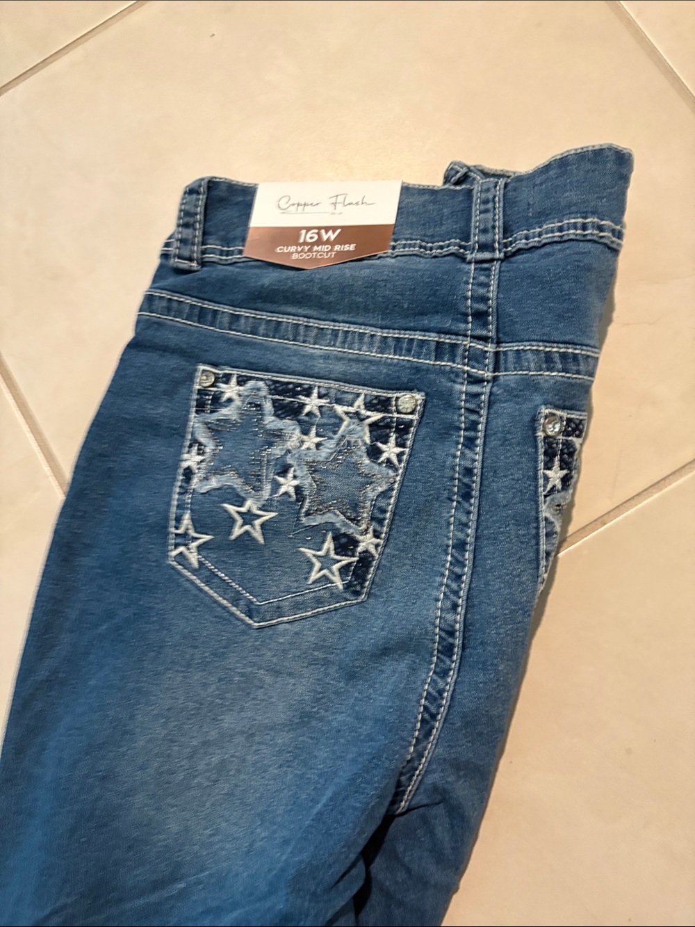 NWT 16W copper flash jeans cute star pocket 1223 - Picture 5 of 6